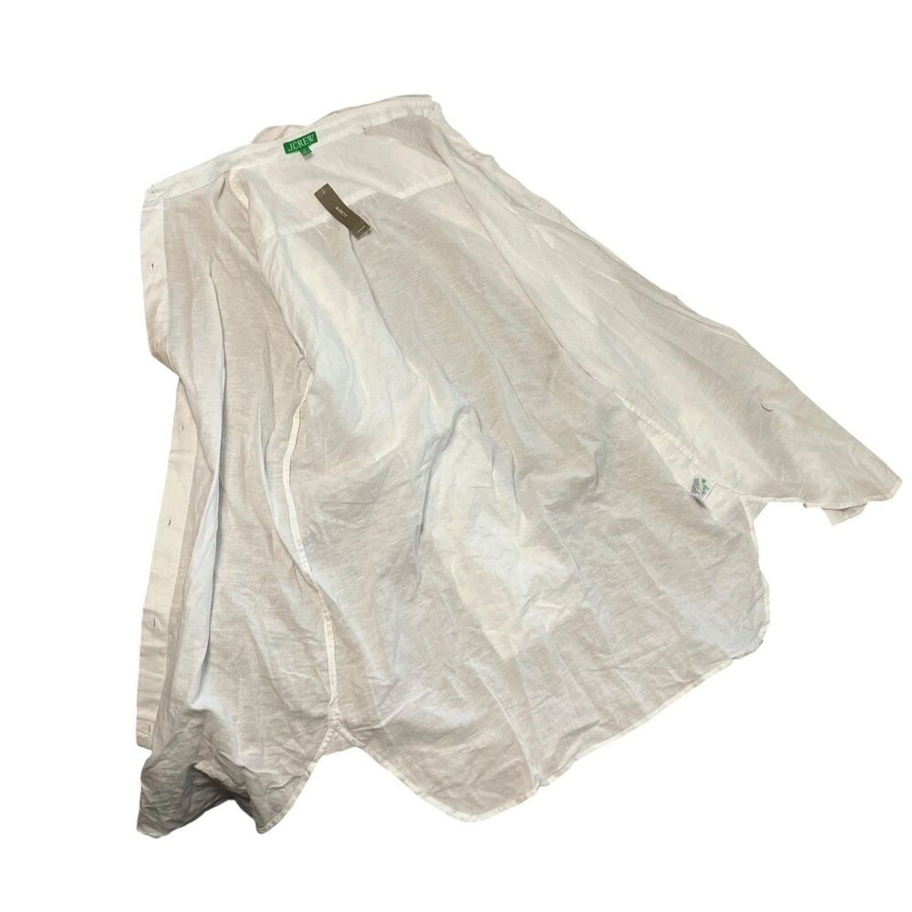 J Crew Cover Up Womens XL White Linen Cotton Button Front Beach Coastal - Picture 7 of 13